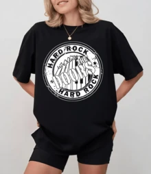 Black T-Shirt With Circular The Door-S "Hard Rock" Logo, Unisex Relaxed Fit - Black - View 1