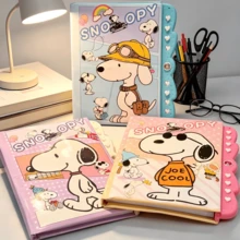 1 pieza Diario de tapa dura con candado y diseño de Snoopy, ideal para que los estudiantes registren notas y secretos diarios, excelente como regalo de cumpleaños y para volver a la escuela - Multicolor - Ver 3