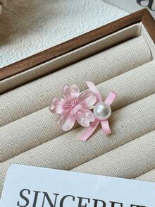 6入透明櫻花髮夾，甜美蝴蝶結花朵側邊髮飾，適合女性 - 彩色 - 查看 6