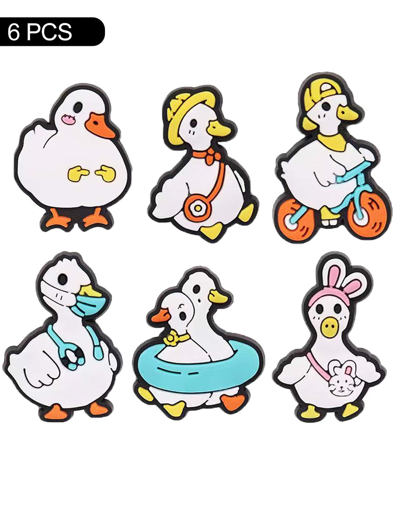 6- 11 PCS Random Duck Series, DIY Charms For Shoe Key Chain Sandals Beach, PVC Shoe Charms For Clogs Premium Decorations Accessories Great Gifts