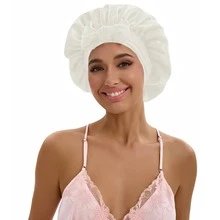 ZTZI Bowknot Satin Hair Bonnet For Sleeping, Adjustable Turban Headwrap, Soft Silk Hair Care Cap For Women With Curly Hair, Solid Color Casual Polyester Bonnet For Daily Wear, All Seasons - DM Bow Round Hat - View 15