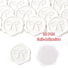 30入 3D 蝴蝶蠟封貼紙，優雅自黏香檳色封印，適用於婚禮邀請函、禮物包裝裝飾、信封、聖誕節與派對裝飾、賀卡 - 白色 - 蝴蝶結-白 - 查看 11