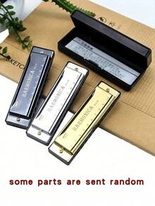 1pc/4pcs Metal 10-Hole Harmonica, Professional Blues Harmonica Suitable For Beginners, Mini Musical Instrument, Guitar Pick, Round Harmonica, Clarinet, Musical Instrument, Metal Toned Harmonica For Adults And Professionals, Wind Instrument, Mini Instrument, Music Gift - Multicolor - View 5