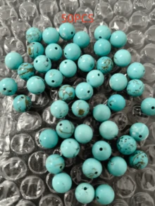 50 hạt đá ngọc lam tròn, đường kính 8mm, lỗ xỏ 1mm, thích hợp để tự làm vòng tay, dây chuyền và trang sức. - Màu xanh nhạt - Xem 7