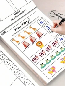 64-sidig engagerande matematikarbetsbok med av transport, skogsdjur, marint liv och frukter/växter, möjliggör snabb identifiering - Multifärgad - Visa 3