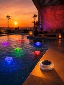 1pc Multicolor Floating Pool Disc With Solar Powered Glow For Patio Pool Hot Tub And Outdoor Decor - Solar Pool Lights - View 9