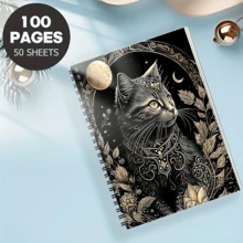 1本哥特式黑猫艺术印花硬面螺旋笔记本，适合旅行、工作、学习或作为礼物送给粉丝、同事、朋友和姐妹，复古美学，优质纸张，耐用装订，螺旋笔记本，学生，爱猫人士 - I - 查看 2