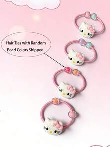 SANRIO 4入三麗鷗系列髮圈，可愛Hello Kitty髮飾，多彩時尚，適合日常配戴，開學禮物、情人節、母親節、生日派對、新年禮物，仿珍珠色隨機出貨 - 彩色 - 查看 7