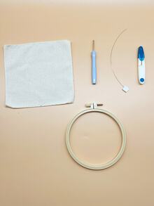 Complete Punch Embroidery Starter Kit, Includes 16cm Embroidery Hoop, 19cm Locking Fabric, Size 35 Punch Needle & Blue Safety Scissors - All-In-One DIY Handcraft Beginner Tools, Ideal Gift For Crafters - Set - View 2