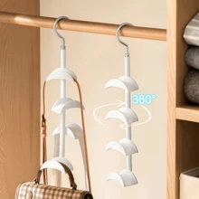 360° Rotating Hook, Multi-Functional 4-Layer Hanging Rack, Anti-Slip Stainless Steel Non-Damaging Hook Rack, Door Behind Closet Storage Hooks, Tie & Belt Storage Hooks, Bedroom Wardrobe Organizer Tool, Back To School Essential - Multicolor - View 3