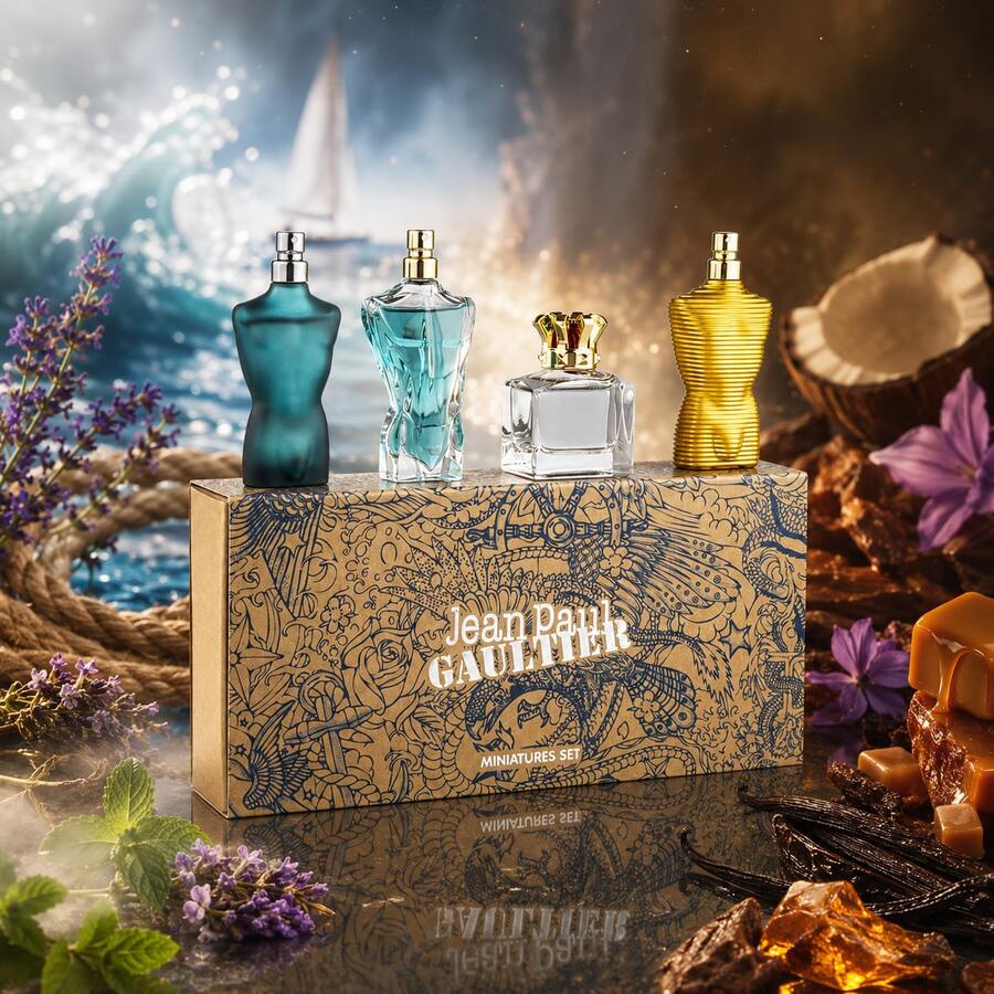 JEAN PAUL GAULTIER - CONJUNTO DE PRESENTE MINIATURA MASCULINO 4*7ml - LE MALE + LE BEAU + SCANDAL POUR HOMME + LE MALE LE PARFUM Eau de Toilette – Men's Travel Collection - fragrância oriental - Ver 1