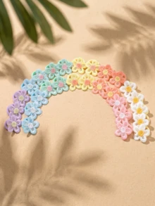 50Pcs Baby Girl Candy Lace Floral Hair Ties, Elastic Mark-Free Breathable, Summer 100-Day Gift Picnic Photography - Multicolor - View 4