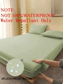 1件裝防水純色牛油果綠包床單，防塵防污床墊保護套，床墊套，柔軟透氣，適用所有床尺寸－單人、雙人、加大、特大，深口袋設計可達11.8英吋，透氣防皺，可機洗，適合宿舍、客房、返校季 - 嫩芽綠色 - 查看 1