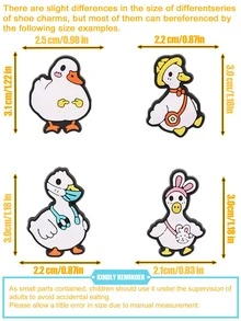 6- 11 PCS Random Duck Series, DIY Charms For Shoe Key Chain Sandals Beach, PVC Shoe Charms For Clogs Premium Decorations Accessories Great Gifts - Yellow - View 3