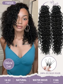 Y WIGS Pre-Split Water Wave Feather Crochet Human Hair Miracle Knots 10-22 Inches 50 Strands Human Hair Crochet Braids For Hair Braiding - Natural Black - View 25