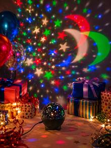 1 pieza Lámpara de proyección de estrellas y luna, luz de decoración de escritorio alimentada por USB, adecuada para dormitorio, sala de juegos, fiesta, escenas festivas - Multicolor - Ver 10