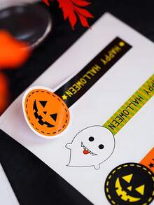 100pcs Halloween Pumpkin Long Label Sticker, Cute Pumpkin Patterns For Envelopes, Lollipop Baking Stickers, Cookie Packaging Baking Sticker, Suitable For Halloween Party Favors, Seasonal Crafts, Festive Designs, Smooth Texture - Halloween - View 6