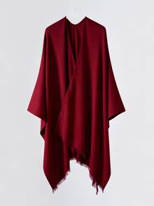 Men's Minimalist Solid Color Casual Lightweight Poncho Shawl, Suitable For Outdoor And Daily Use, Spring/Autumn - Multicolor - View 15
