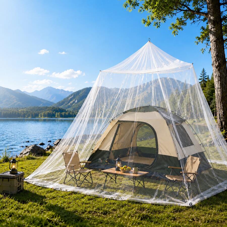 Kelambu Anti Nyamuk Ukuran Ekstra Besar untuk Berkemah di Luar Ruangan - Cocok untuk Berkemah di Luar Ruangan, Gazebo Teras, Aktivitas di Halaman Belakang, Mudah Digantung - MultiWarna - View 1