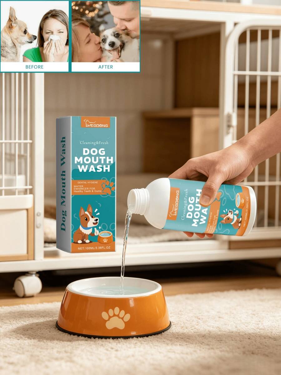 Enxaguante bucal para cães - concebido especificamente para cães para proteger a saúde oral dos animais de estimação, limpar o tártaro e o odor