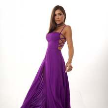 Gabi Dress With Sparkling Tulle And Crossed Side Detail - Violeta oscuro - Ver 2