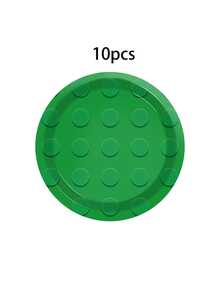 10pcs/40pcs/80pcs Building Block Theme Party Paper Plates, 7/9 Inch Round Paper Plates With Building Block Embossed Pattern, 4 Vibrant Colors (Red/Yellow/Green/Blue), Suitable For Birthday Party, Building Block Theme, Celebration, Building Block Theme Game Night, Picnic, Family Gathering - Multicolor - View 8