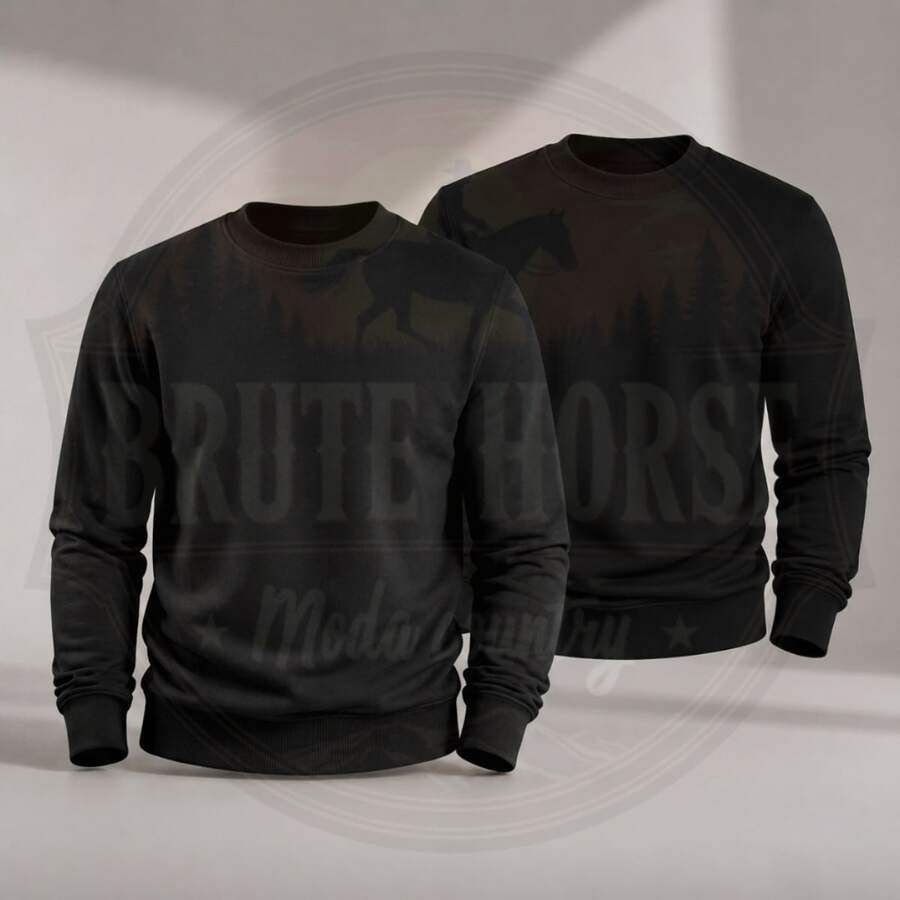 Men's Basic Casual Style Plain Unisex Crew Neck Sweatshirt Set - 黑色 - 查看 1