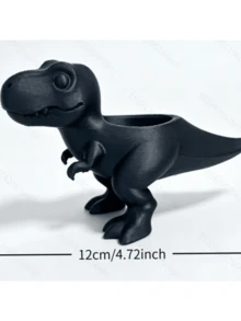 Mini T-Rex Dinosaur Succulent Plant Pot, Cute Desktop Decor, Creative Black Dinosaur Shaped Succulent Planter, Small Office Desk Decoration, Unique Dinosaur Succulent Plant Container - Multicolor - View 4
