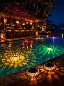 1pc Multicolor Floating Pool Disc With Solar Powered Glow For Patio Pool Hot Tub And Outdoor Decor - Solar Pool Lights - View 5