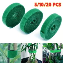 Ataduras reutilizables para plantas de jardín, correas de sujeción, bandas de soporte, lazos de gancho y bucle - Cintas de entrenamiento ajustables y duraderas para interiores/exteriores para tomates y otras plantas, diseño verde grueso, opción de regalo creativa y accesorio de jardinería interior | Correas verdes gruesas | Cintas de jardinería duraderas - 1 rollo, 1 metro, utilizable - Ver 1