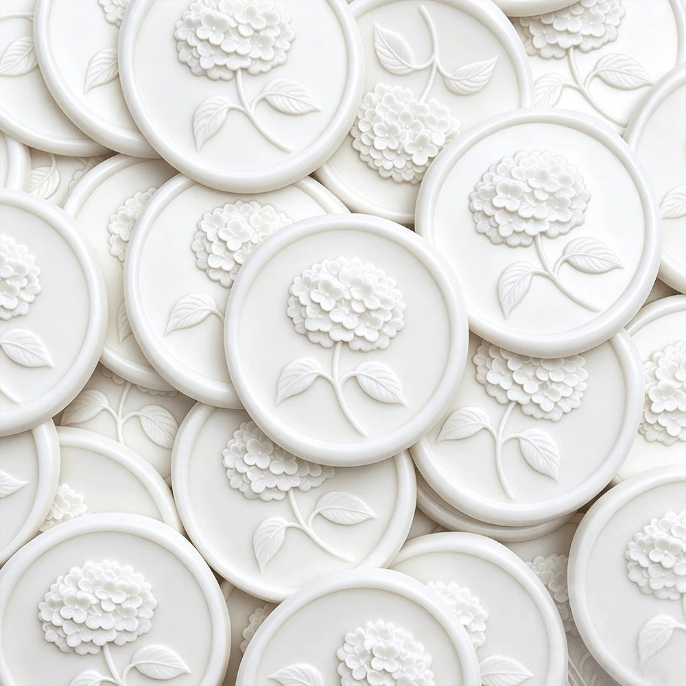 25pcs 3D Hydrangea Flower Wedding Invitation Envelope Sealing Stickers, Self-Adhesive Stickers Suitable For Invitations, Christmas, Gift Packaging - White