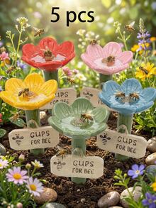 Flower-Shaped Bee Feeder, Outdoor Hanging Water Dispenser, Reusable Bee, Butterfly, And Hummingbird Feeding Station, Outdoor Garden Decoration. - Multiple Styles - View 7