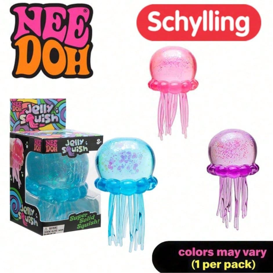 Đồ chơi gel mềm NeeDoh Schylling Jelly Squeeze Glitter Jellyfish - Đồ chơi cảm giác siêu bóp giảm căng thẳng Need Doh, phù hợp cho trẻ em và người lớn, quà tặng lý tưởng cho Lễ Phục sinh và sinh nhật - Nhiều màu - Xem 1