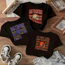 Football City Team T Shirt San Francisco Baltimore Cleveland 1946 Football Design Fashionable Casual Wear For Women With  Style And Comfortable Fit Perfect For Daily Outings And Sports Events Ideal Gift For Football Fans - 黑色 - 查看 12