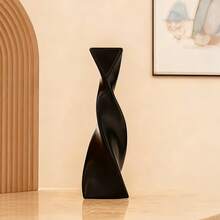 Minimalist Luxury Black Spiral Vase, Modern Geometric Twisted Design, High-End Tabletop Decor, Model Home Living Room Ornament - Minimalist Geometric Vase - View 8