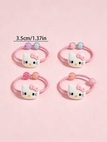 SANRIO 4入三麗鷗系列髮圈，可愛Hello Kitty髮飾，多彩時尚，適合日常配戴，開學禮物、情人節、母親節、生日派對、新年禮物，仿珍珠色隨機出貨 - 彩色 - 查看 6