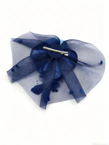1 Pc Fascinators Hats For Women Pillbox Hat 20s 30s 50s Vintage Headwear Bowler Flower Veil Wedding Tea Party Hat - Navy Blue - View 4