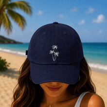 Boné Masculino Feminino Dad Hat Coqueiro Estilo Casual  Casual    Algodão    Boné  Todas - Azul Marinho - Visão 1