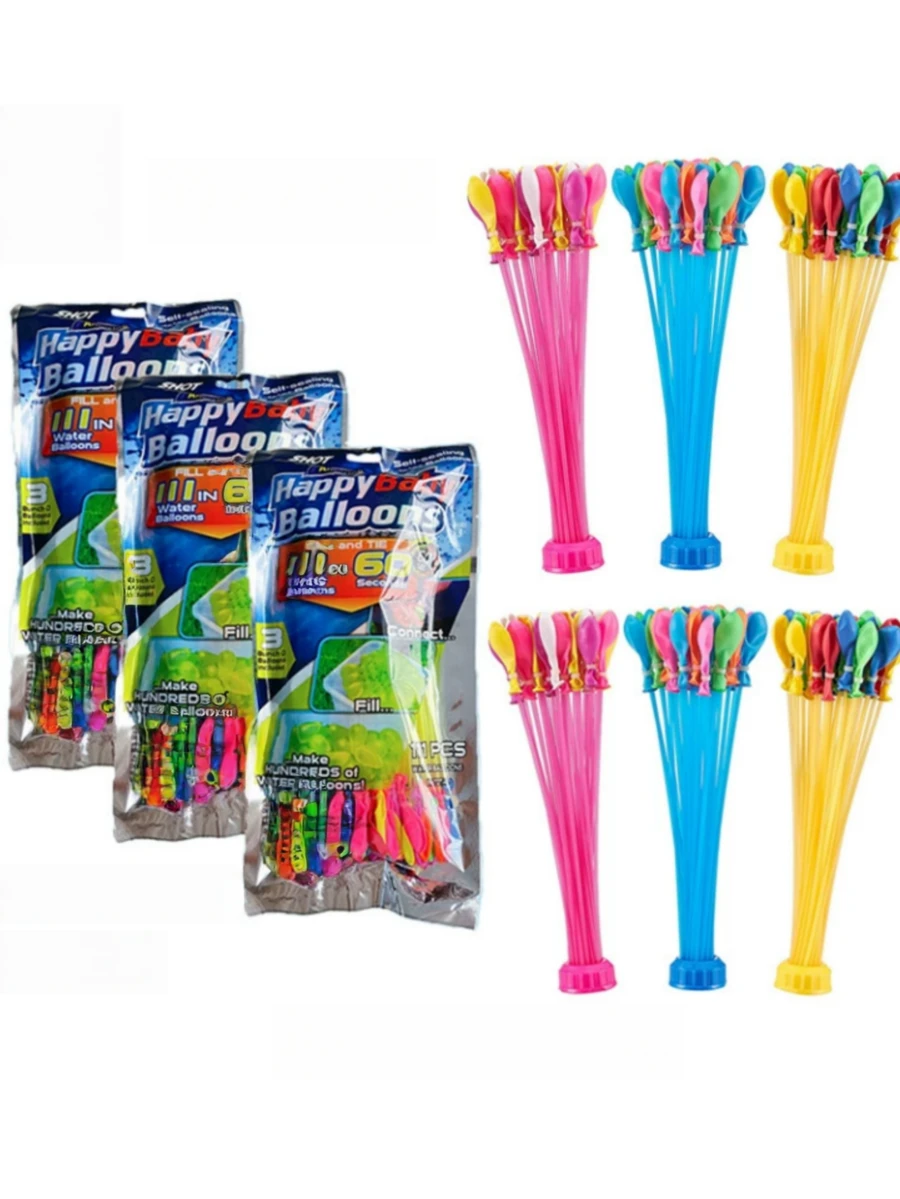 1/3/5 Pack No-Tie Water Balloon Filler, 111pcs/Pack, 1-Second Quick Inflation & Deflation, 15-Second Fast Water Filling, Durable Summer Water Fight Toy, Easy To Clean Outdoor Activity Gear - Multicolor - View 1