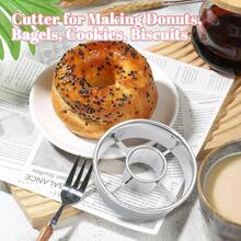1pc Stainless Steel Donut Cutter, Reusable Easy-Use Doughnut Mold, Baking Tool For Donuts Bagels Cookies, Home Chris - Silver - View 1