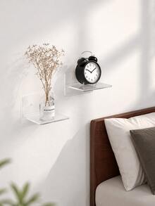 1/4pcs Transparent Acrylic Floating Wall Shelves - Mini Transparent Display Racks Suitable For Bedroom, Office And Living Room - Compact Floating Shelves Suitable For Smart Speakers, Monitors And Clocks - A - View 5