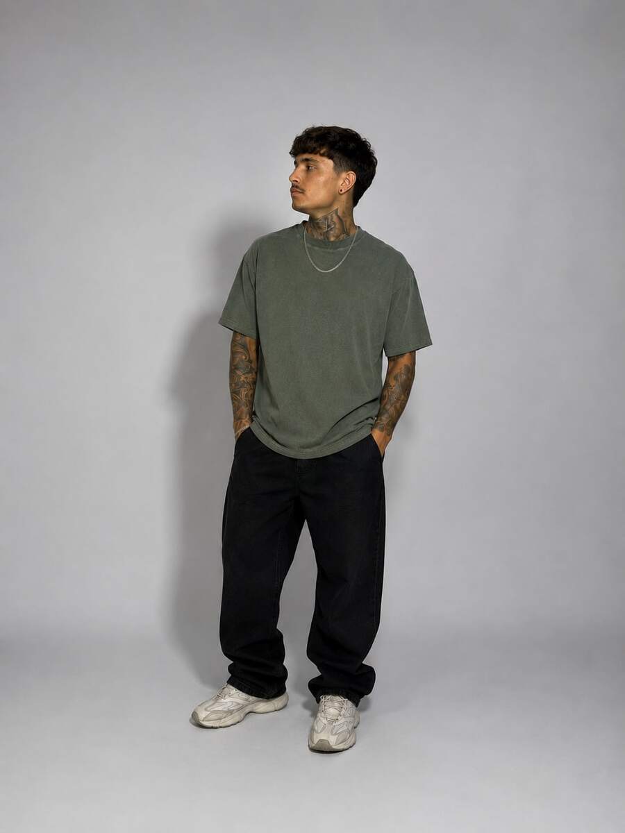 Men's Oversized Streetwear T-Shirt - 綠色 - 查看 1