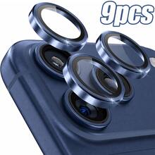 CASECOPS 9入組藍色相機鏡頭保護貼，適用於 17/17Air/17Pro/17Pro Max/17e、16/16e/16Pro/16Plus/16Pro Max、15 Pro Max/15 Pro/15 Plus/15、14/13/12/11 及其他機型。耐油污、防刮、防指紋、防塵、全覆蓋保護、無氣泡、易安裝。金屬邊框強化玻璃，高透光透明。金屬邊框強化玻璃，高透光透明。 - 9片 - 查看 28