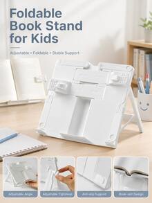 1 Pack Foldable Adjustable Book Stand For Kids, Multifunctional Reading Holder For Students, Hands-Free Book Page Clip For Desk, School & Home Use School Supplies - Multiple Options Available - View 6