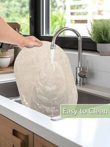 2/4/6pcs Beige Washable Heat-Resistant Placemats, Wipe-Clean Faux Leather Oval Placemats, Non-Slip & Waterproof For Indoor & Outdoor Use - Beige - View 4
