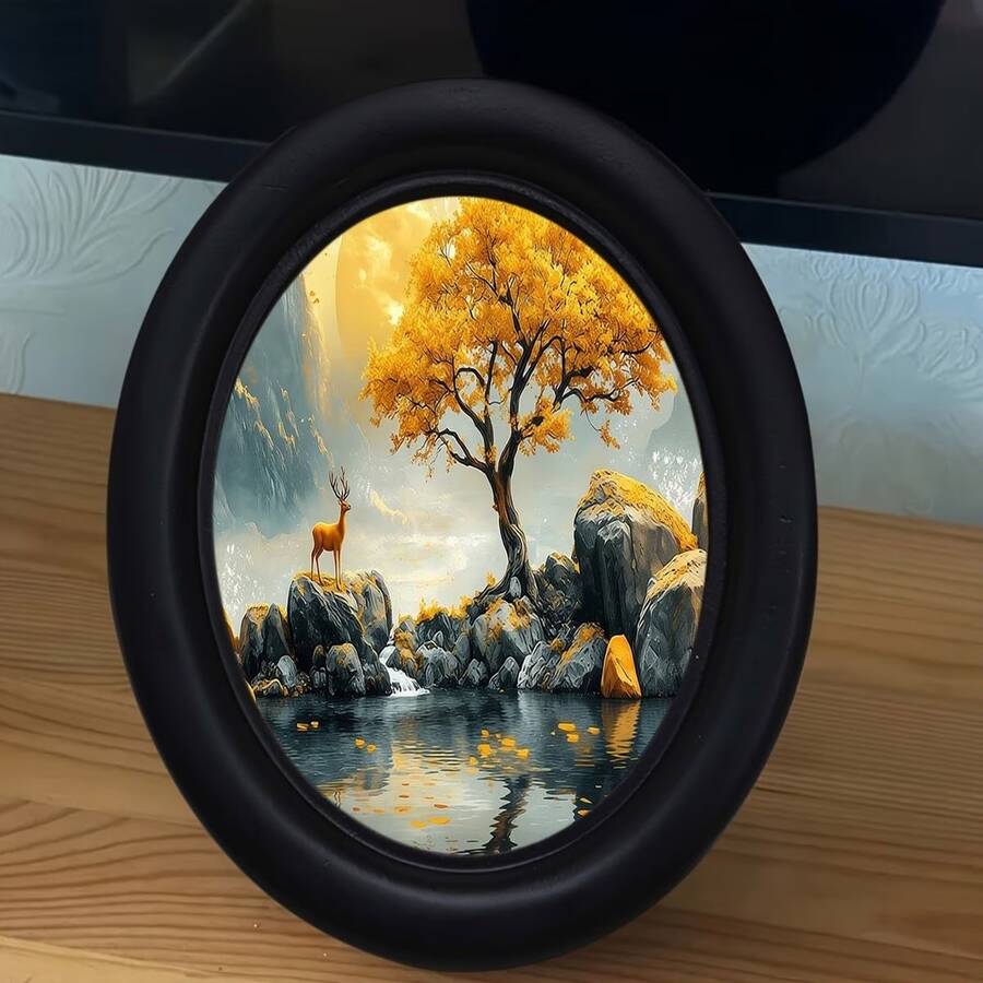 1pc Black Decorative Photo Frame, Multi-Element Pattern Design, Handcrafted Creative Artwork, Suitable For Home And Office Decor, Ideal Gift For Collection, Diverse Styles