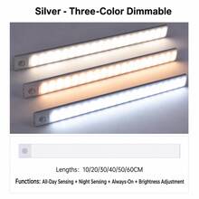 LED Cabinet Light, 3-Color Dimmable, Long-Lasting Rechargeable Bedside Lamp, Plug-In Decorative Light For Bedroom, Kitchen, Wardrobe And Living Room - Indoor Motion Sensor Lights - View 11