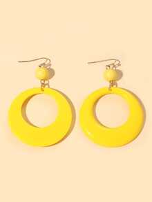 Anting Drop Dekorasi Lingkaran - Kuning - View 6