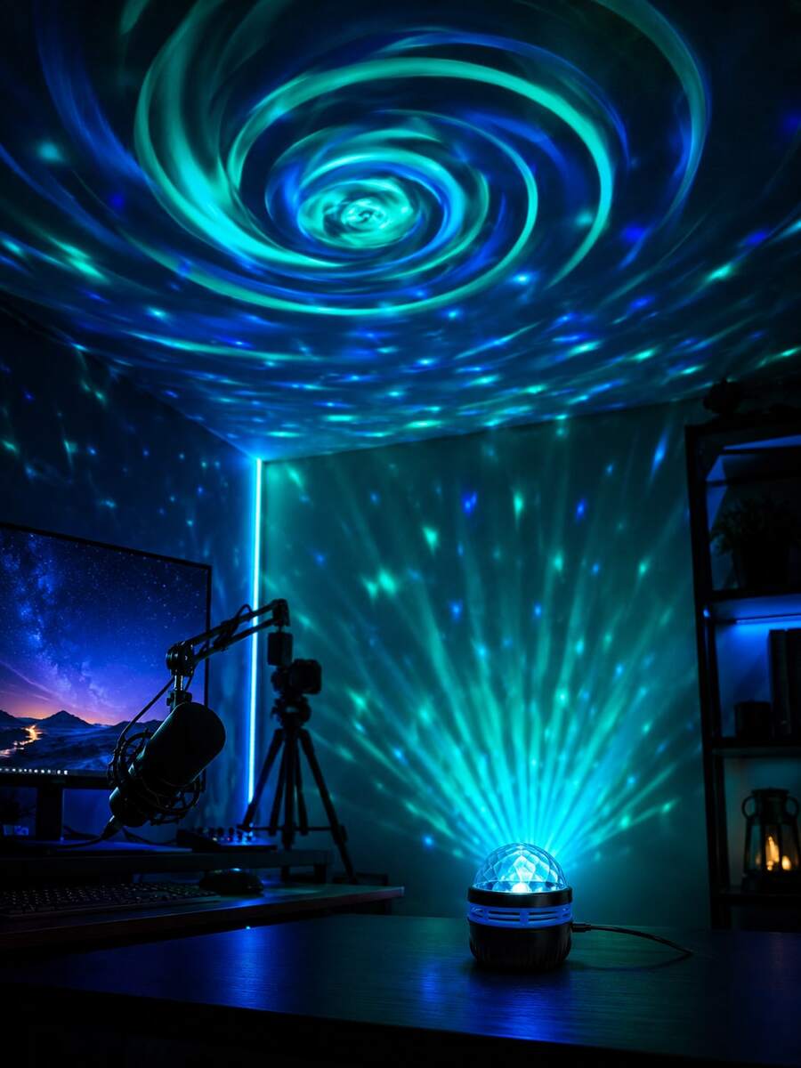 星空投影灯，彩色星云房间装饰灯，适用于客厅夜景、卧室床头、宿舍氛围、派对装饰