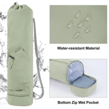 Yoga Mat Bag With Water Bottle Pocket And Bottom Wet Pocket, Exercise Yoga Mat Carrier Multi-Functional Storage Bag, Patent Pending - Green - View 3